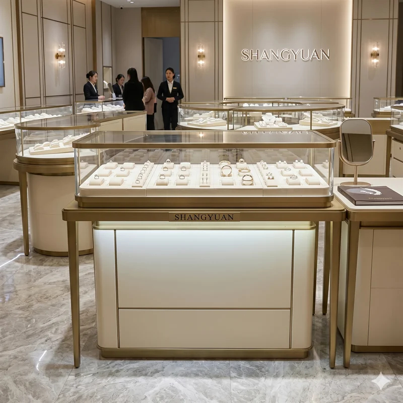 Luxury Watch Boutique - 맞춤형 고급 브러시드 골드 시계 진열장