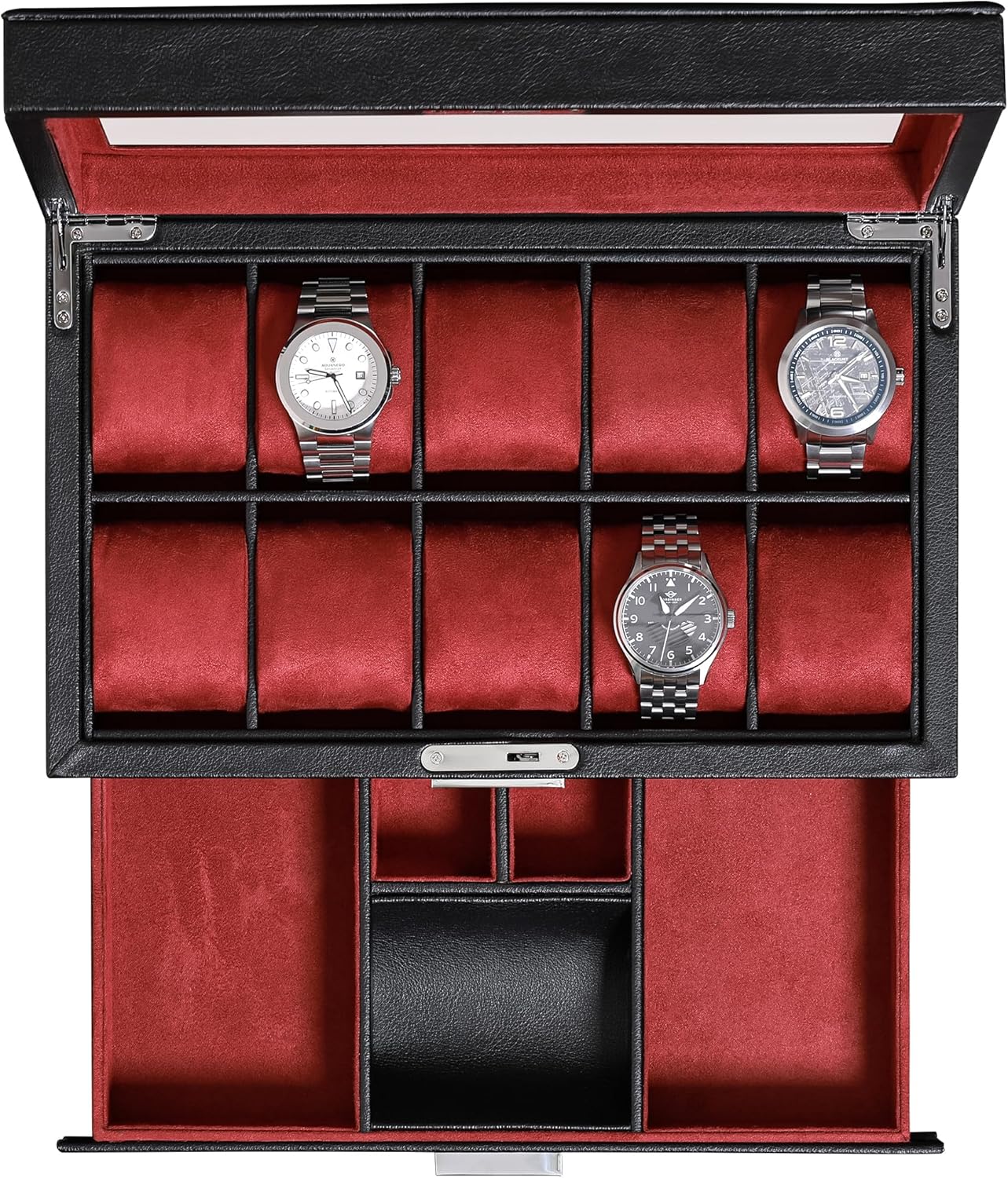Luxury Watch Organizer - 가죽 소재의 10슬롯 시계 보관함, 수납