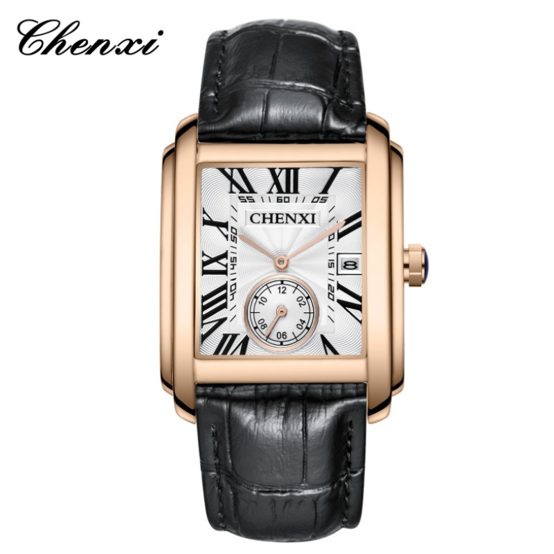 Luxury Watch Maker - CHENXI 남성용 클래식 스퀘어 브라운 가죽