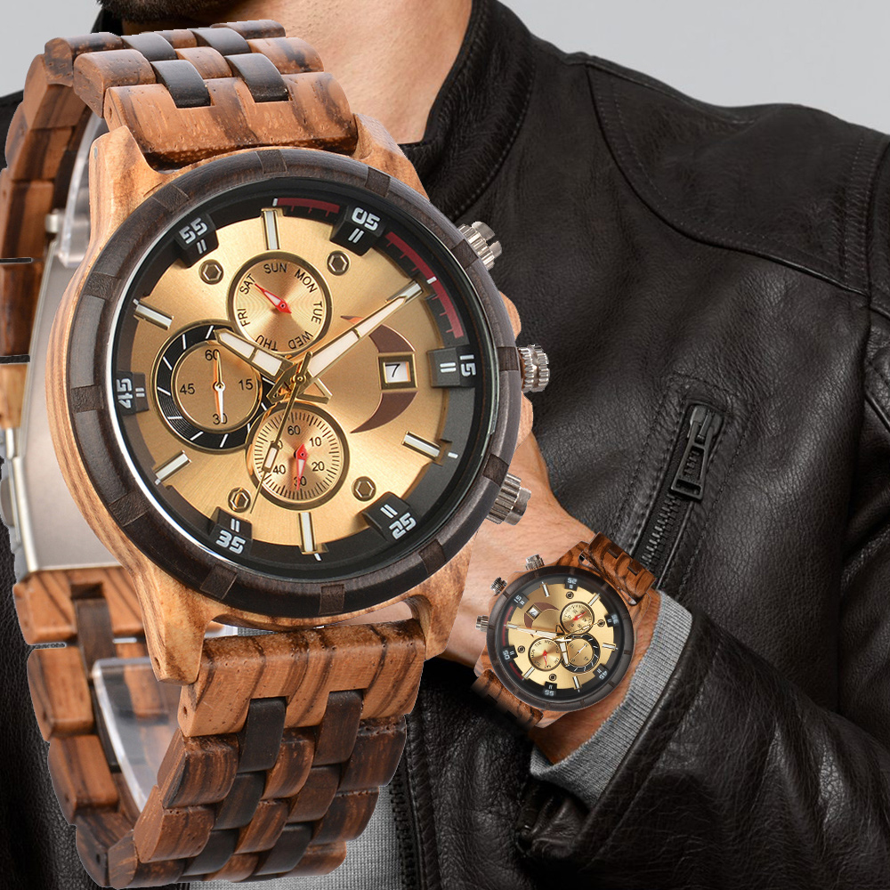 Luxury Watch Maker - 남성용 시계 나무 시계줄 손목시계 쿼츠