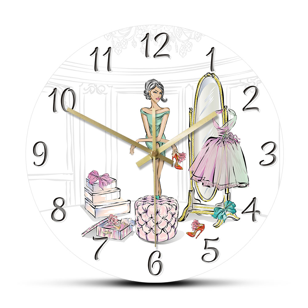 Luxury Watch Boutique - 글래머 패션 소녀 Toggery 침묵 벽시계