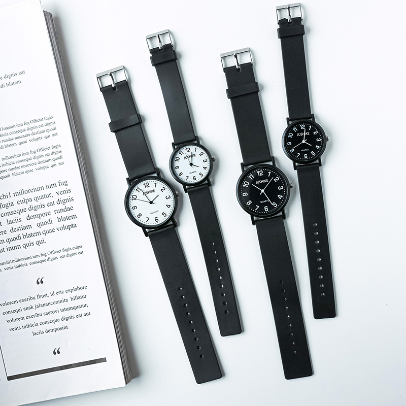 Luxury Watch With Leather Strap - 여성을위한 간단한 블랙 시계 쿼츠 시계