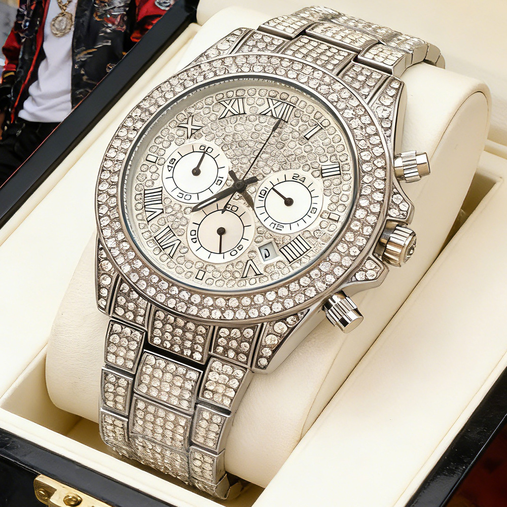 로고 없는 실버 골드 풀 다이아몬드 힙합 아이스드 아웃 - Luxury Watch Brands Logo 리뷰 및 가격