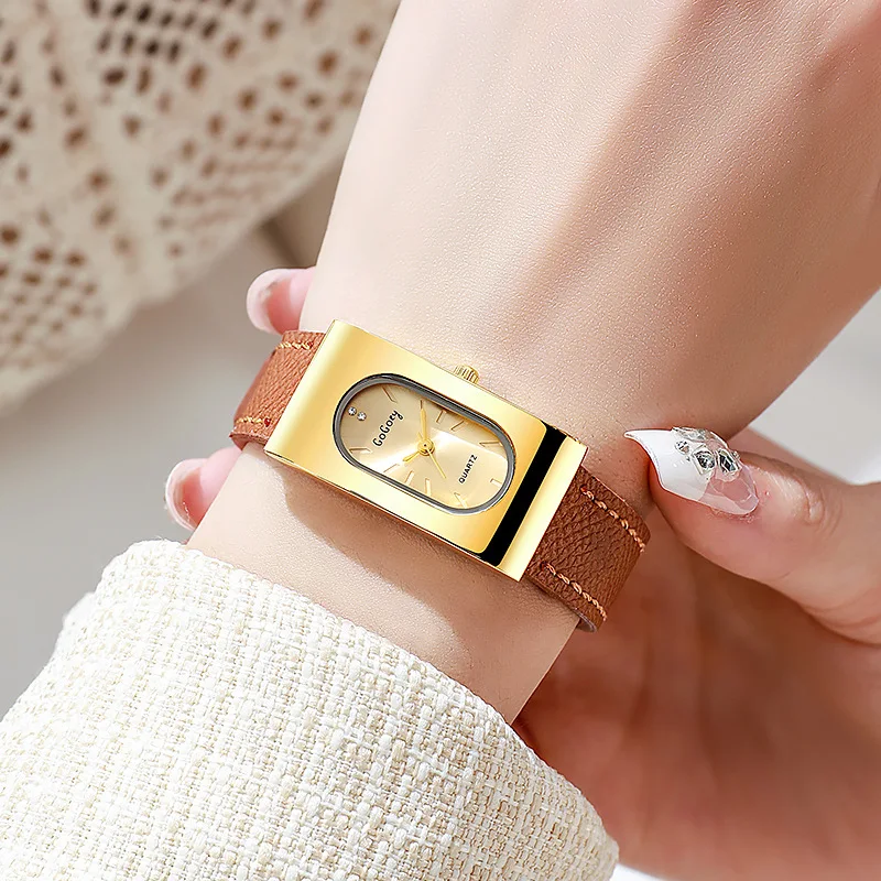 럭셔리 숙녀 브랜드 여성 시계 패션 직사각형 다이얼 쿼 - Luxury Watch With Leather Strap 리뷰 및 가격