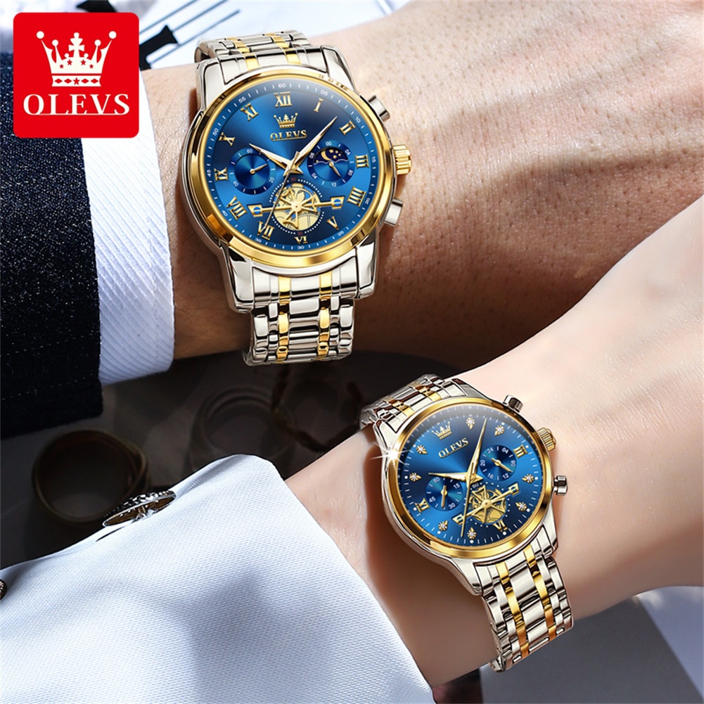 OLEVS 쿼츠 커플 시계 럭셔리 브랜드 방수 음력 위 - Luxury Watch Time 리뷰 및 가격
