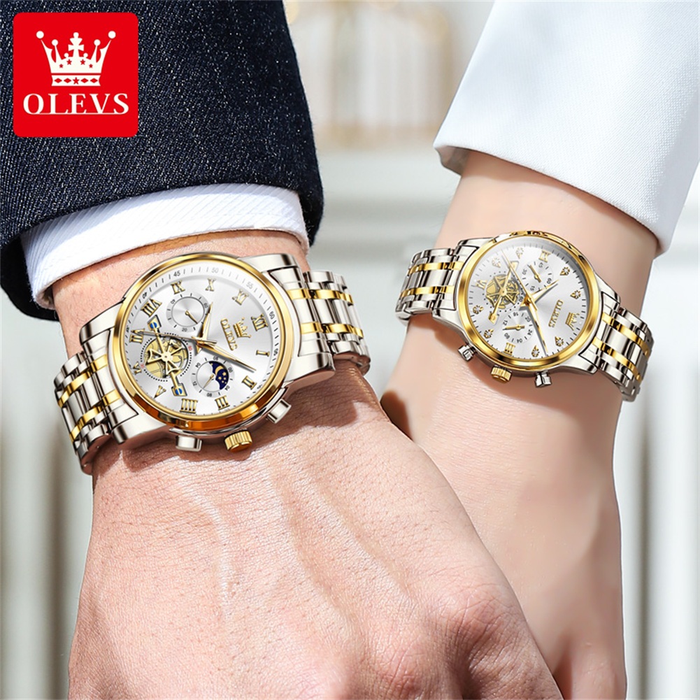 OLEVS 쿼츠 커플 시계 럭셔리 브랜드 방수 음력 위 - Luxury Watch Time 리뷰 및 가격