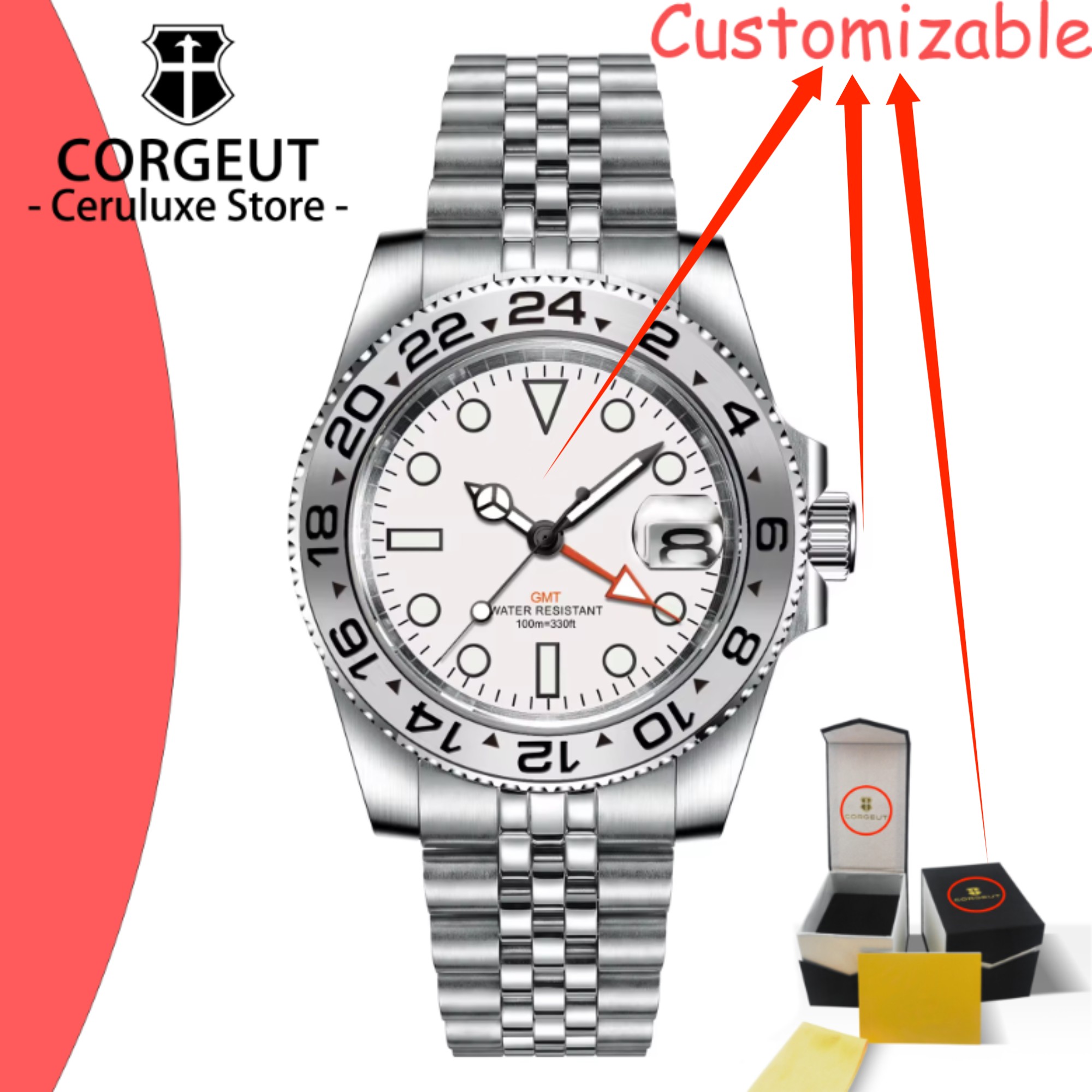 커스텀 로고 40mm 515 GMT 쿼츠 손목시계 스테 - Luxury Watch Brands Logo 리뷰 및 가격