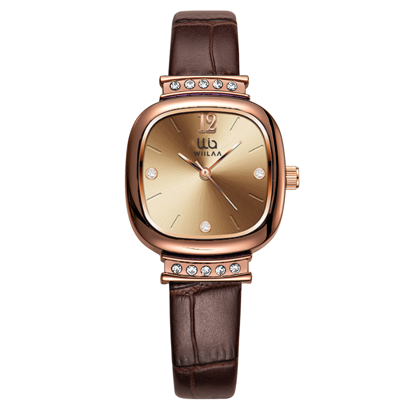 여성용 로즈골드 사각 시계 빈티지 라인스톤 정품 가죽  - Luxury Watch With Leather Strap 리뷰 및 가격
