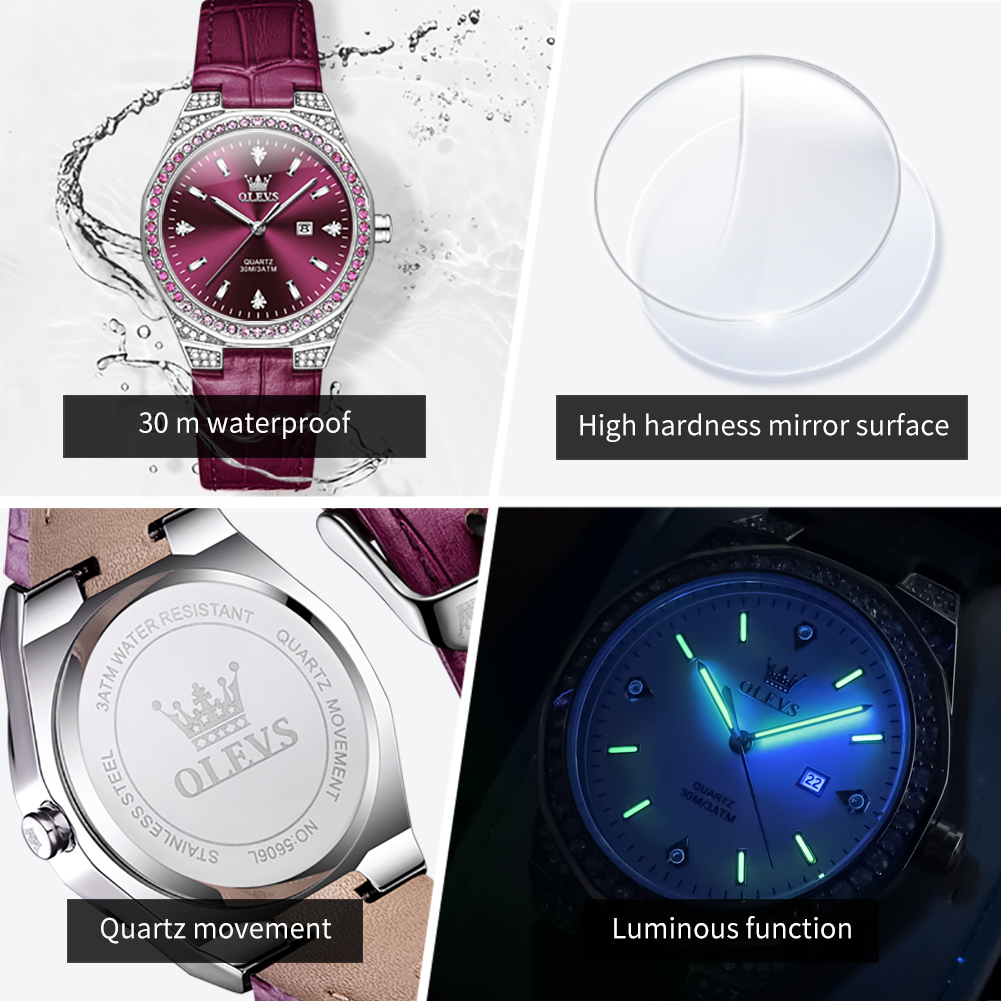 OLEVS 원래 여성용 시계 다이아몬드 랩 패션 가죽  - Luxury Watch With Leather Strap 리뷰 및 가격