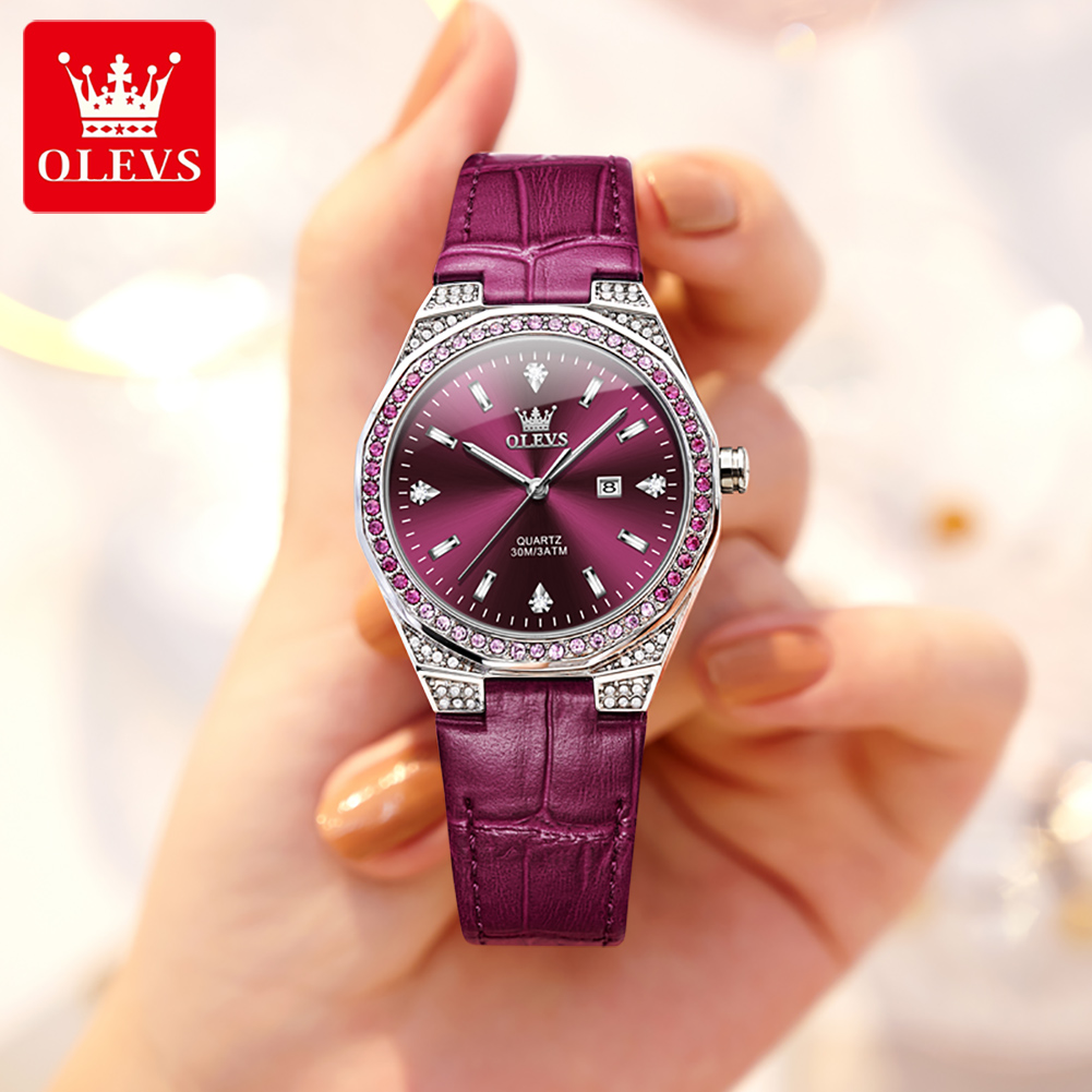 OLEVS 원래 여성용 시계 다이아몬드 랩 패션 가죽  - Luxury Watch With Leather Strap 리뷰 및 가격