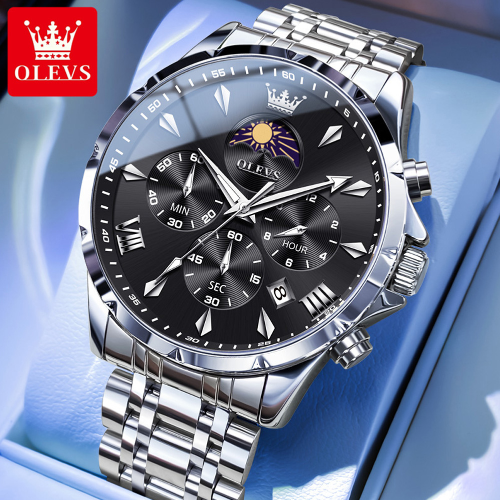 OLEVS 3653 브랜드 문페이즈 캘린더 남성용 시계 - Luxury Watch Maker 리뷰 및 가격