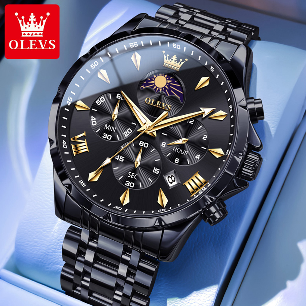 OLEVS 3653 브랜드 문페이즈 캘린더 남성용 시계 - Luxury Watch Maker 리뷰 및 가격
