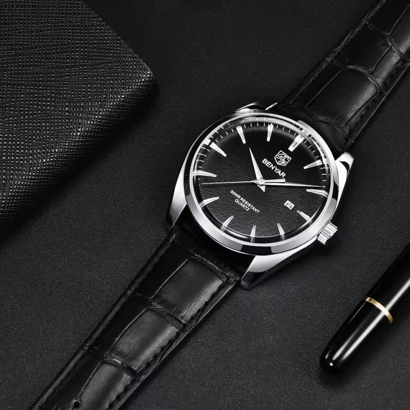 베냐르 5163 최고급 명품 밀리터리 손목시계 가죽 쿼 - Luxury Watch Magazine 리뷰 및 가격