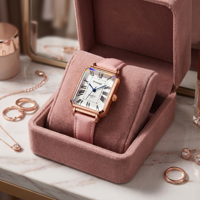 여성을위한 패션 직사각형 쿼츠 시계 럭셔리 브랜드 로마 - Luxury Watch With Leather Strap 리뷰 및 가격