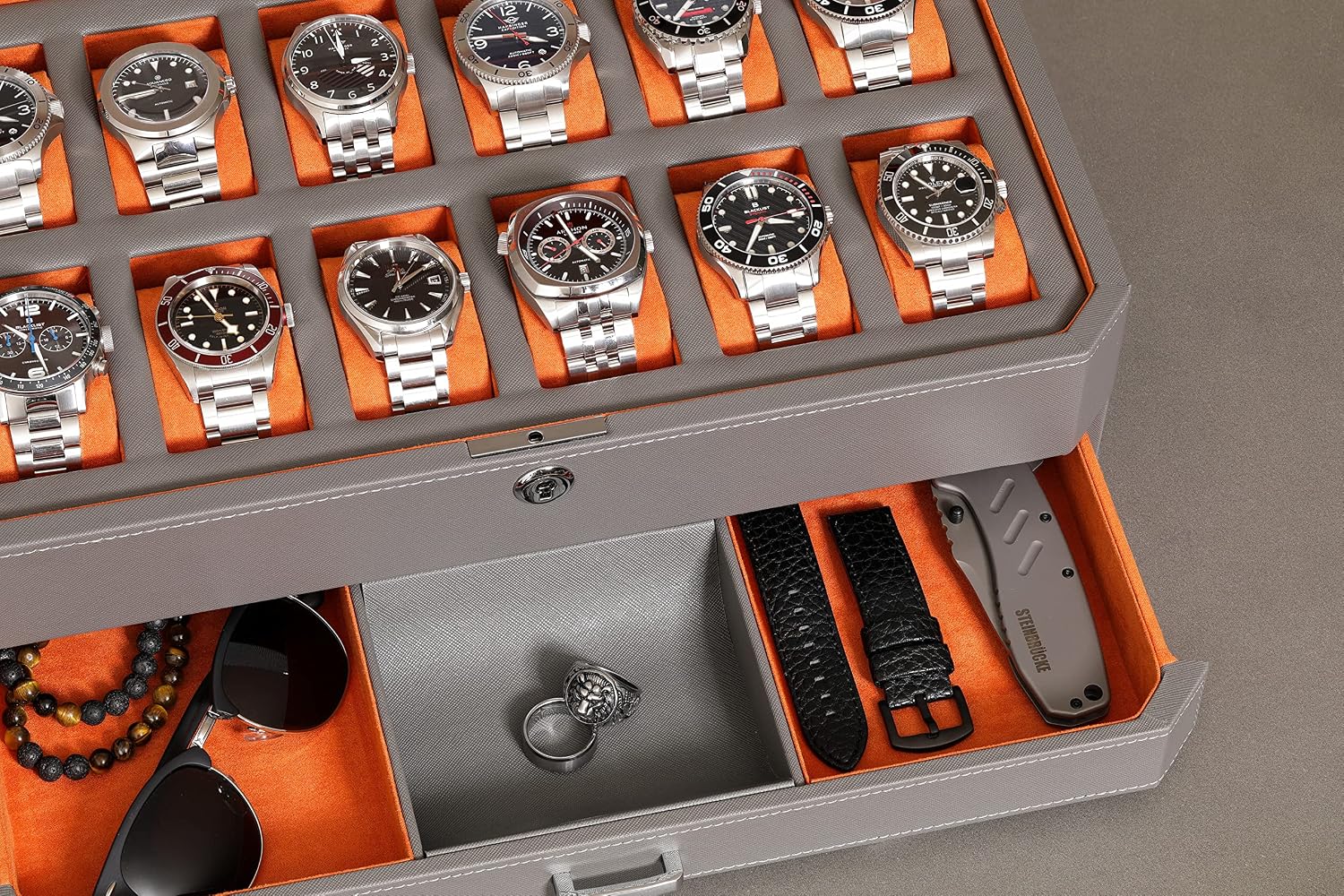 12 슬롯 가죽 시계 보관함 (발렛 서랍 포함) - 1 - Luxury Watch Organizer 리뷰 및 가격