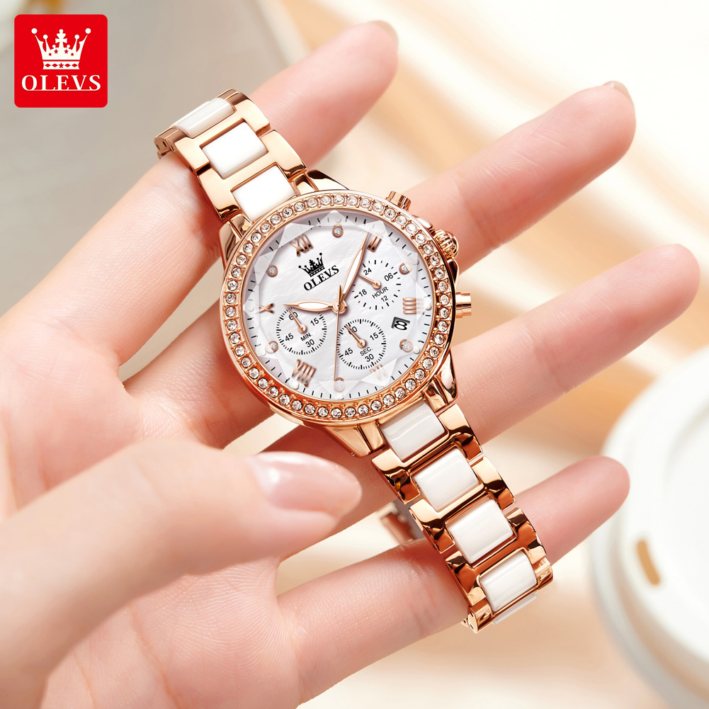 OLEVS 9999 여성용 쿼츠 시계 세라믹 스트랩 우 - Luxury Watch Time 리뷰 및 가격